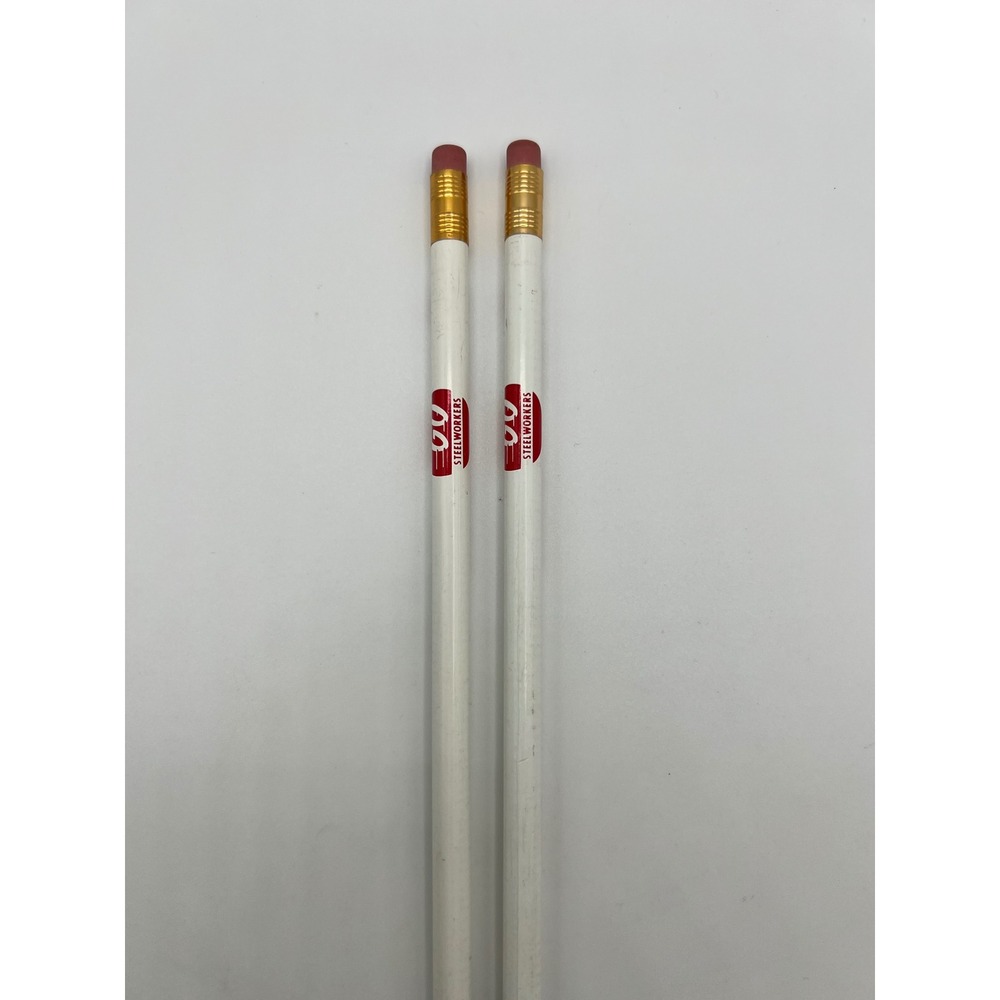 Lot Of 2 Go Steelworkers United Steel‎ Workers Union White Pencils Advertising